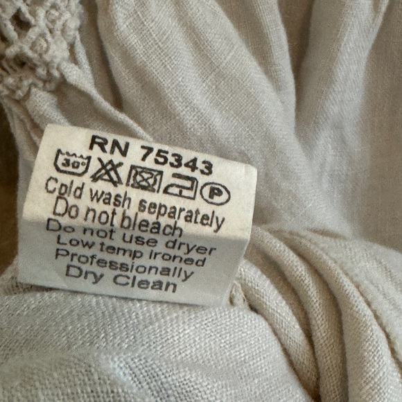 Terzo Millennio Off White Linen Split V Neck Sleeveless Maxi Dress Large - Picture 11 of 11